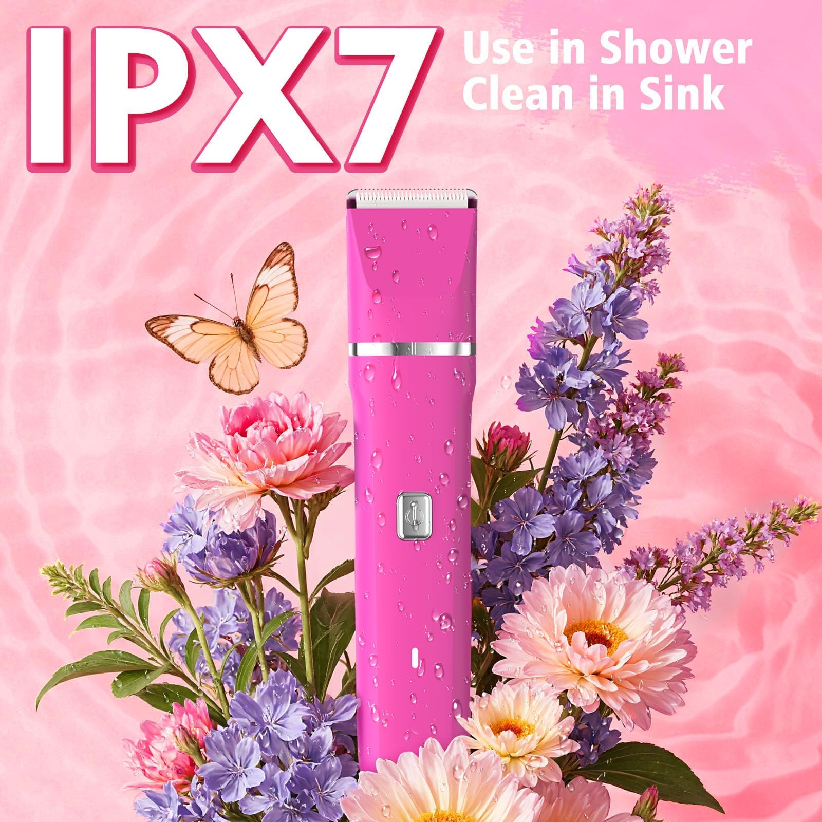 Risina IPX7 waterproof razor in shower and travel use.