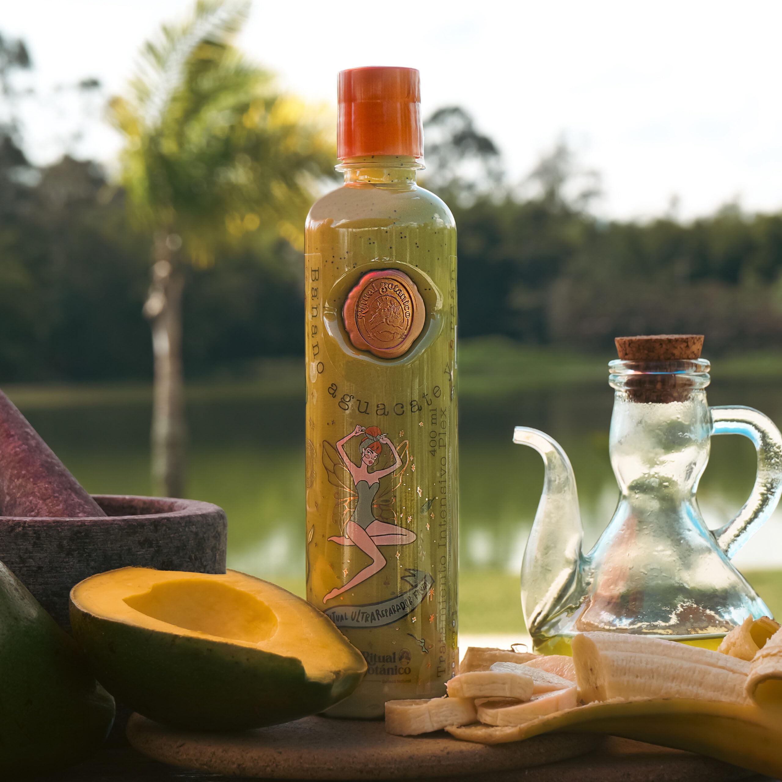 Ritual Botanico Plex bottle pour showcasing creamy formula for repair and moisture