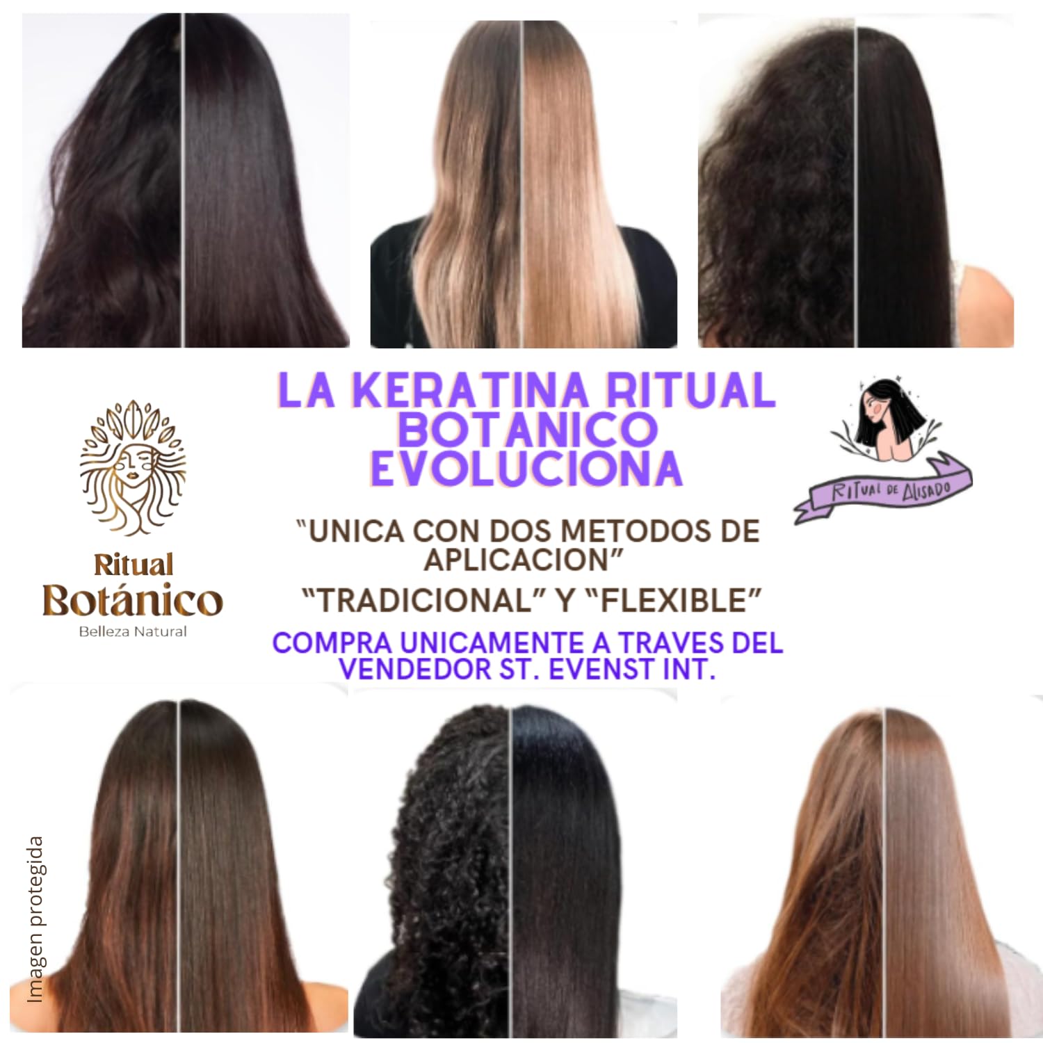 Ritual Botanico Organic Keratin application steps illustrate flexible at home smoothing.
