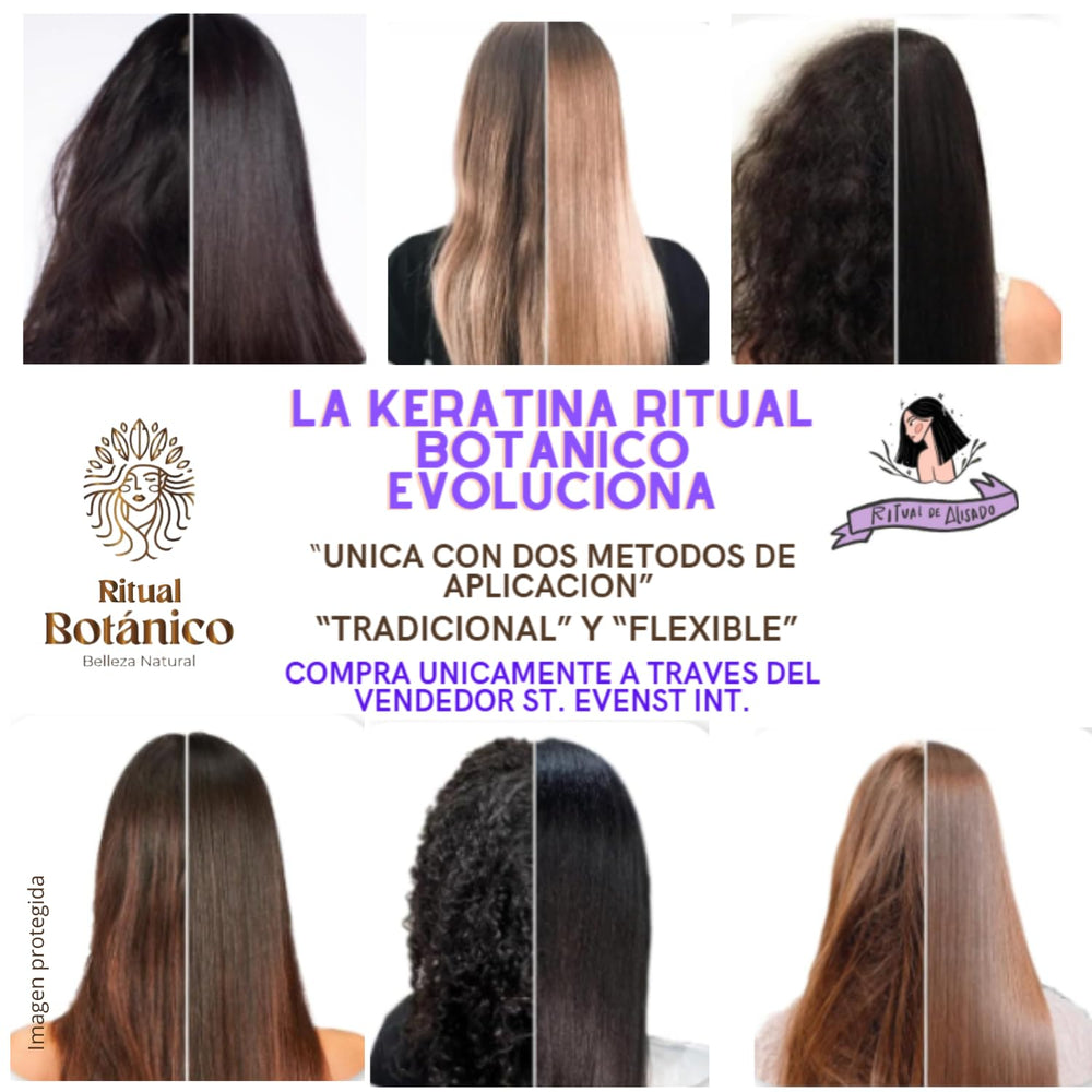 Ritual Botanico Organic Keratin application steps illustrate flexible at home smoothing.