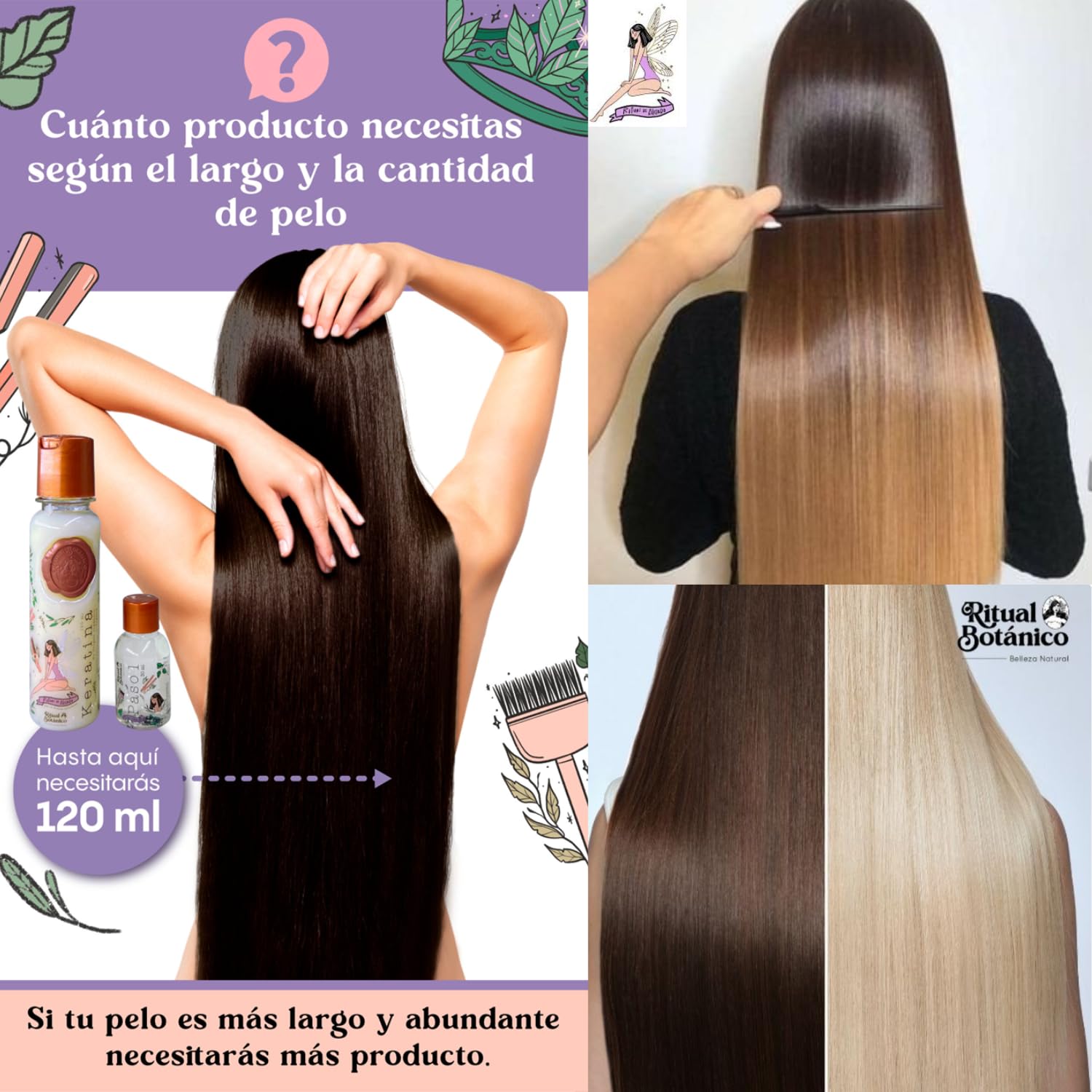 Ritual Botanico Organic Keratin before and after shows improved manageability and shine.