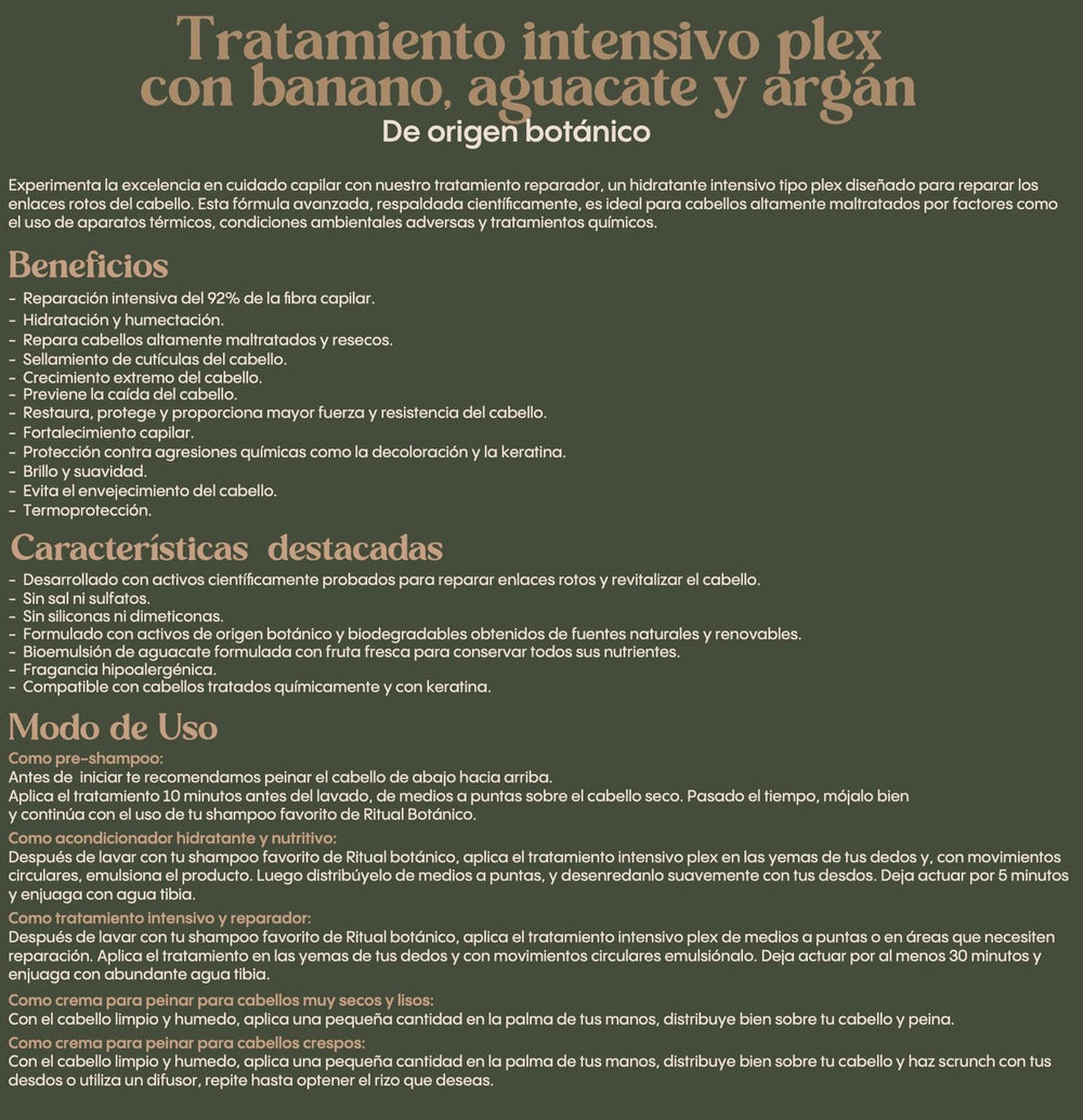 Ritual Botanico Banana-Avocado Frutal Treatment jar demonstrates Plex repair with moisture
