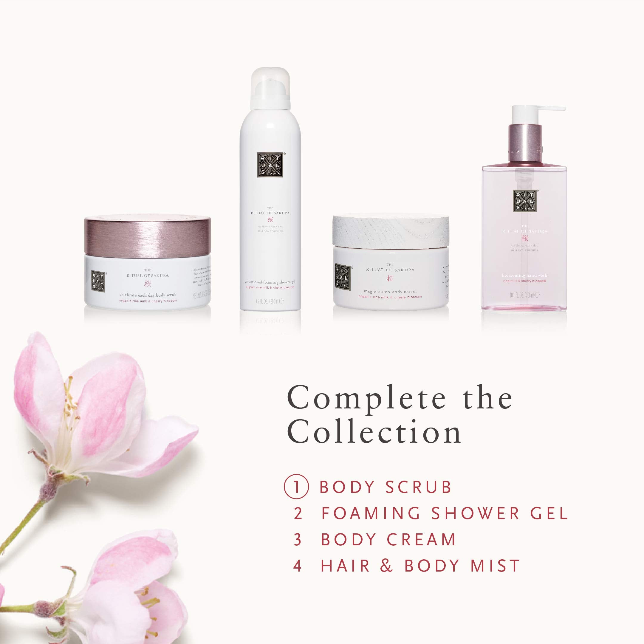 RITUALS Ritual of Sakura Body Scrub lifestyle image suggests an easy weekly routine