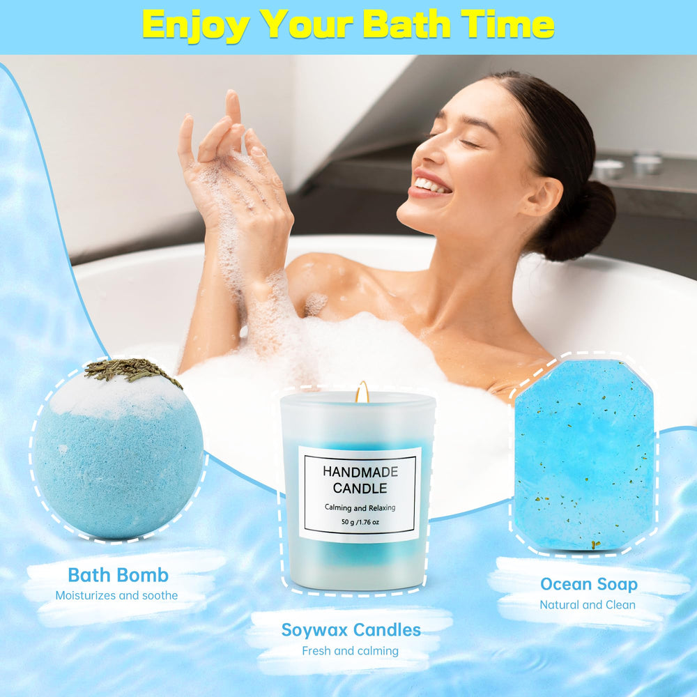 RIYA ocean soap and bath bomb set delivers a refreshing cleanse and spa-like home experience.