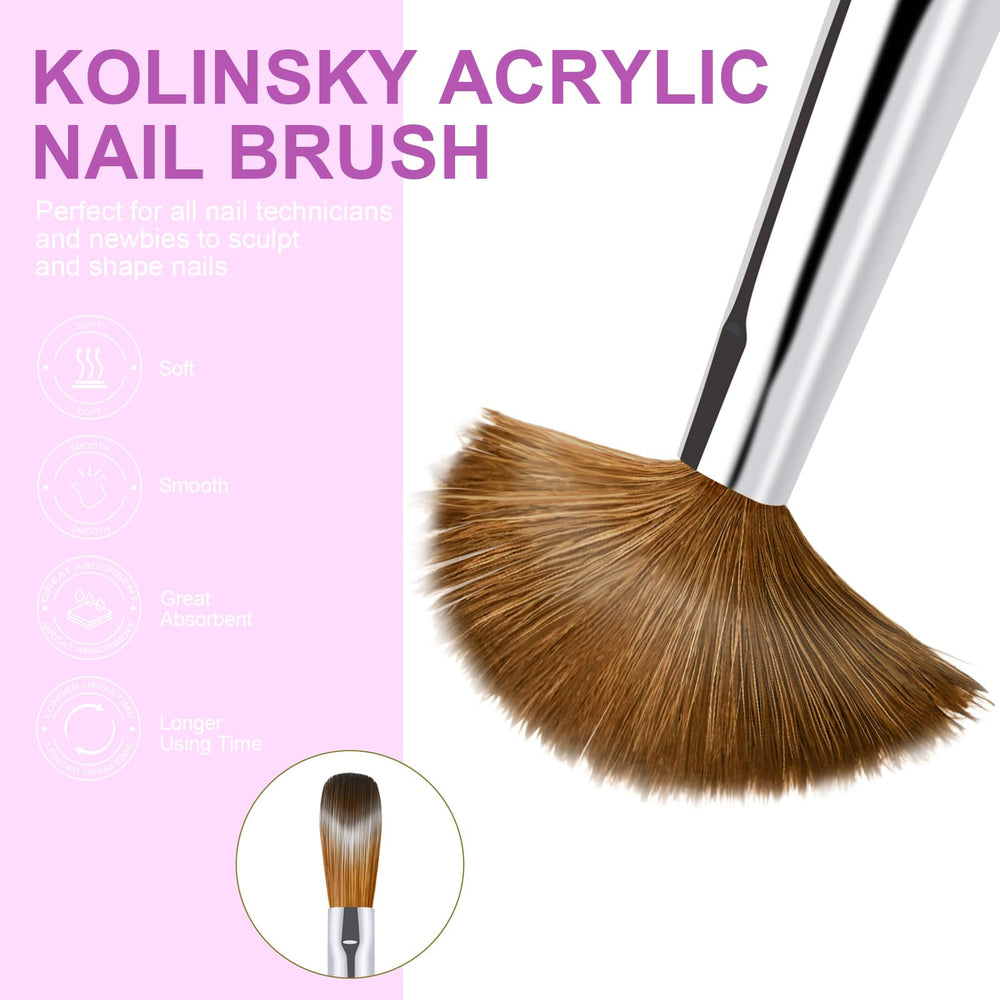 RIYUEXING kolinsky bristles soft and flexible for smooth, controlled nail art strokes.