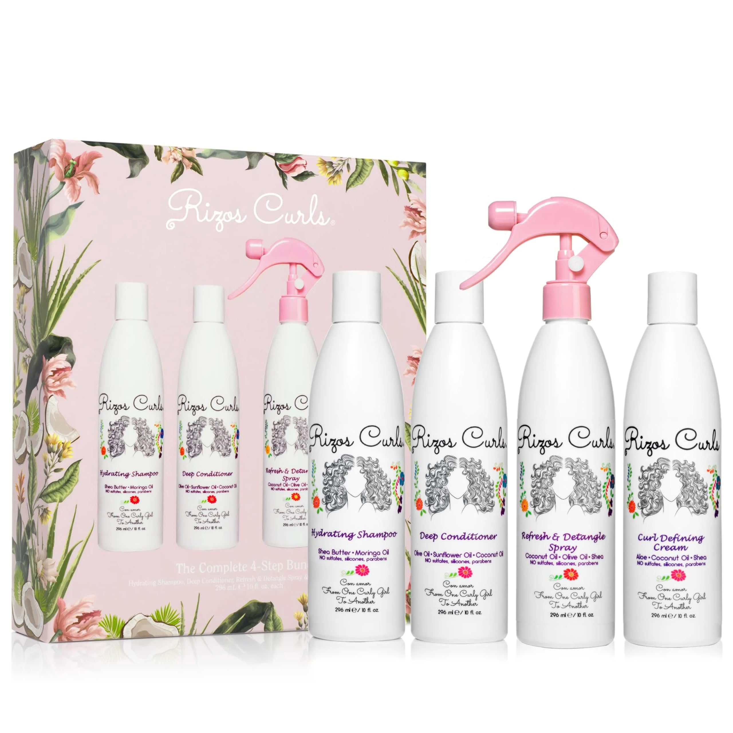Rizos Curls 4-Step Bundle packshot for an easy wash day routine across all curl types