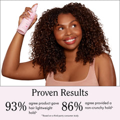 Rizos Curls alcohol-free curl spray detail highlighting argan oil benefits.