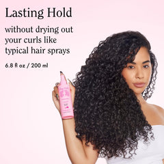 Rizos Curls alcohol-free curl spray mist application demonstrates quick refresh and bounce.
