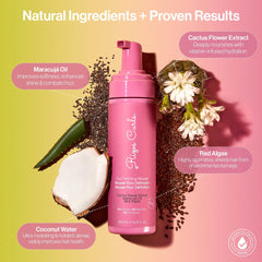 Rizos Curls Curl Defining Mousse bottle back shows hydration-enhancing formula