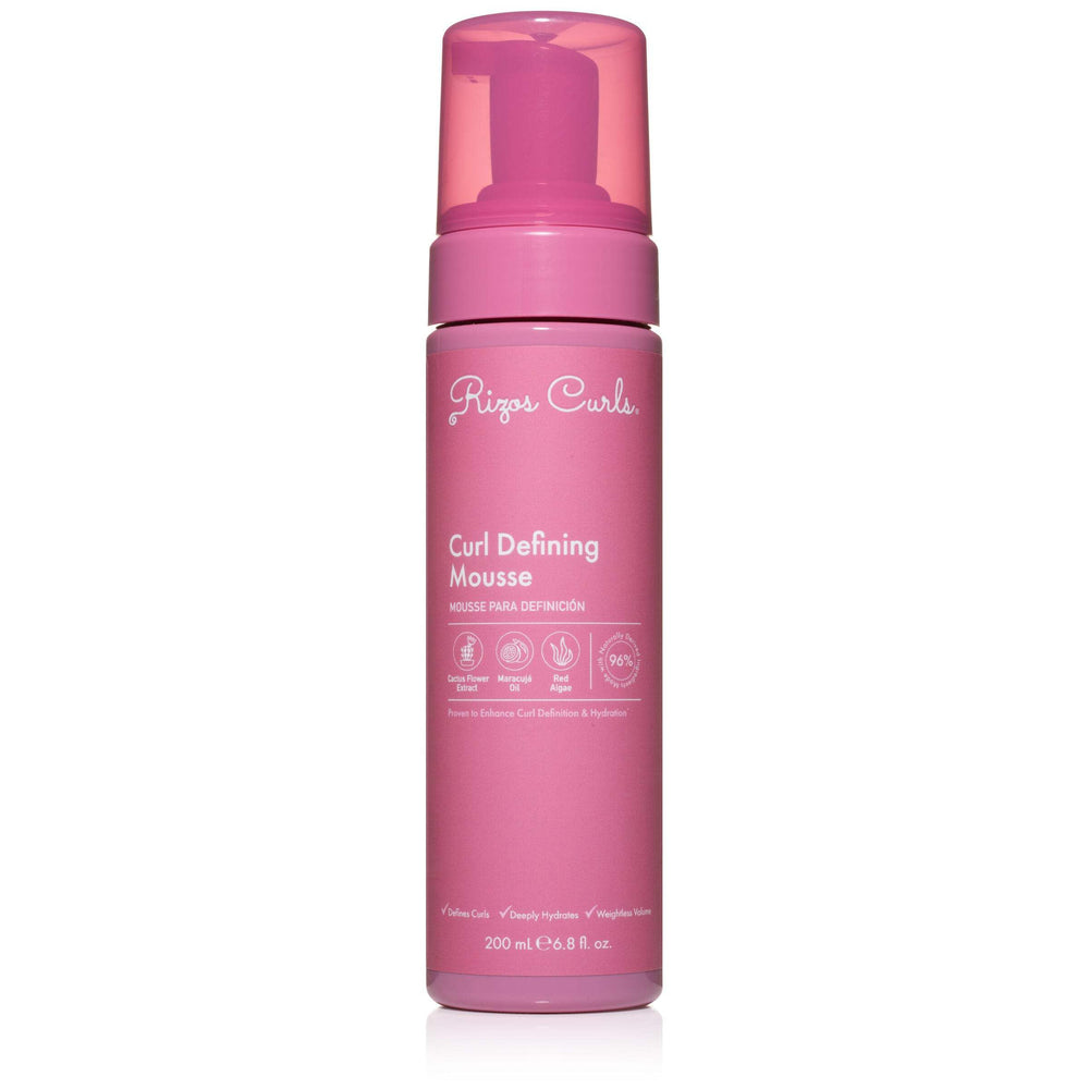 Rizos Curls Curl Defining Mousse bottle front with lightweight hold for voluminous curls
