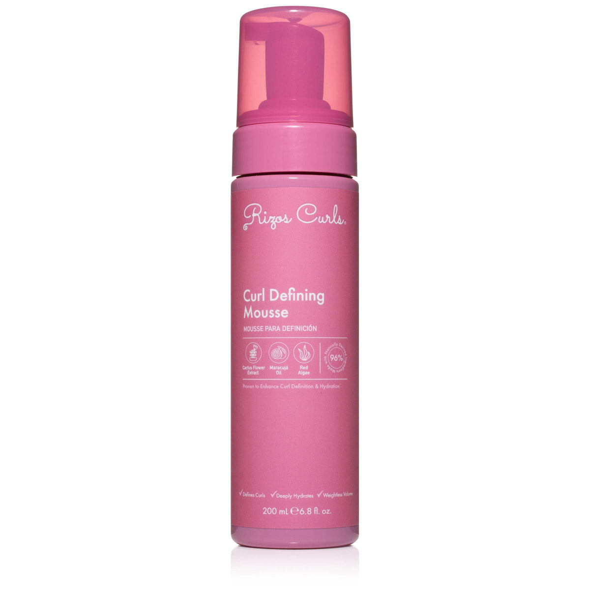 Rizos Curls Curl Defining Mousse bottle front with lightweight hold for voluminous curls