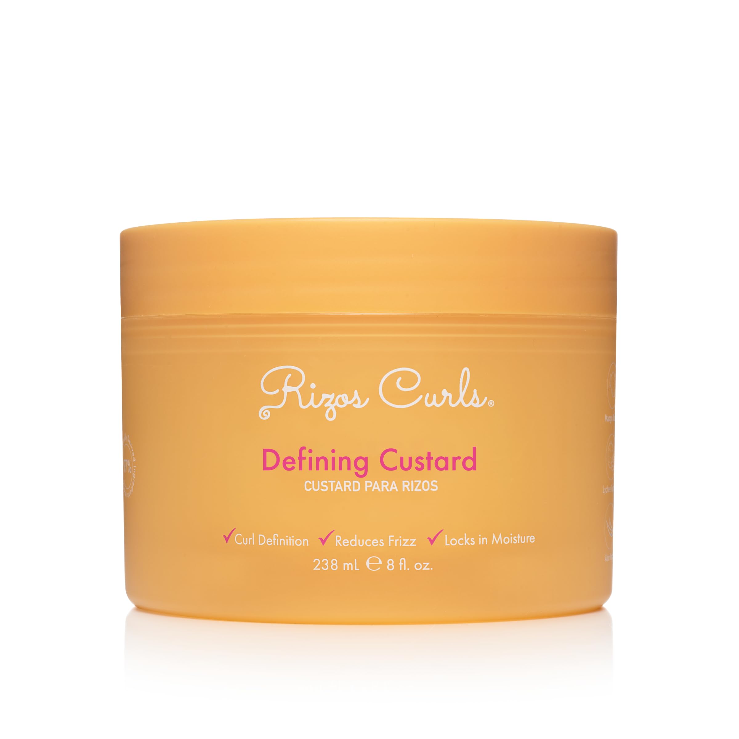 Rizos Curls Defining Custard bottle applied for defined curls with moisture