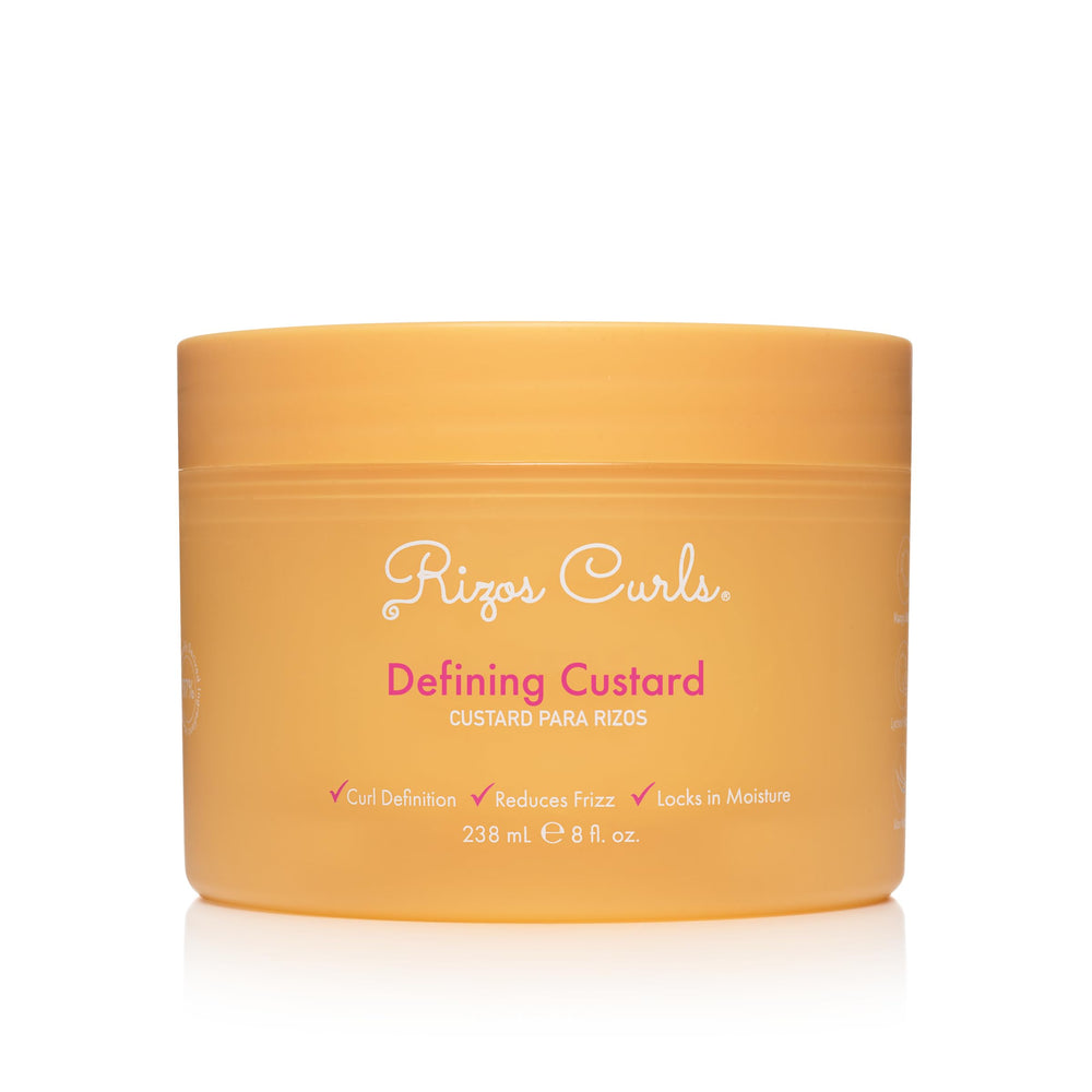 Rizos Curls Defining Custard bottle applied for defined curls with moisture