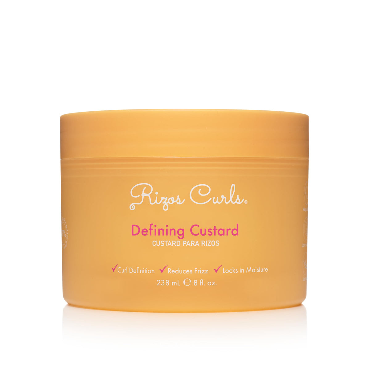 Rizos Curls Defining Custard bottle applied for defined curls with moisture