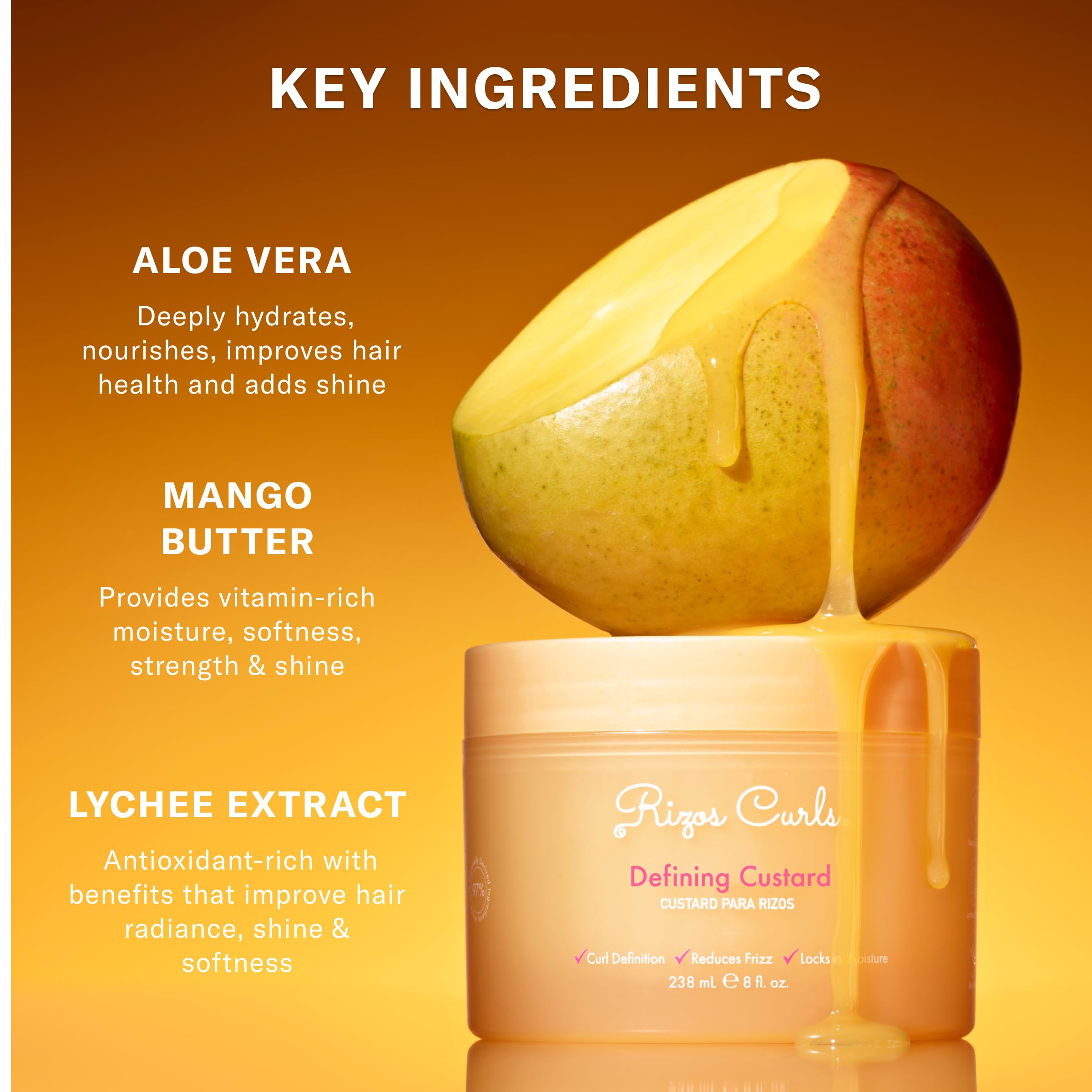 Rizos Curls Defining Custard delivers long-lasting frizz control