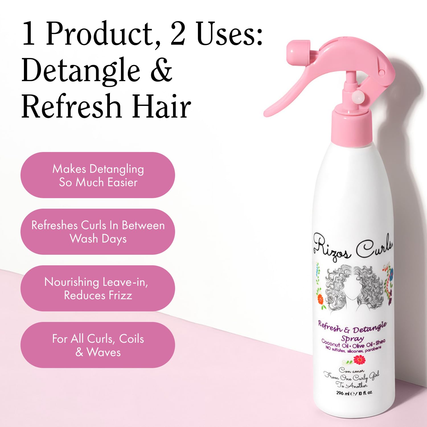 Rizos Curls frizz-control-shine photo demonstrates smooth curls with natural gloss.
