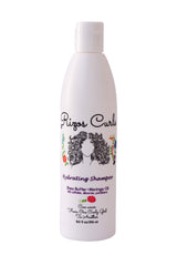 Rizos Curls Hydrating Shampoo bottle front shows luxe curl care for soft, defined waves.