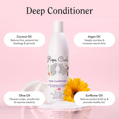 Rizos Curls leave-in detangler bottle illustrating lightweight slip for quick styling