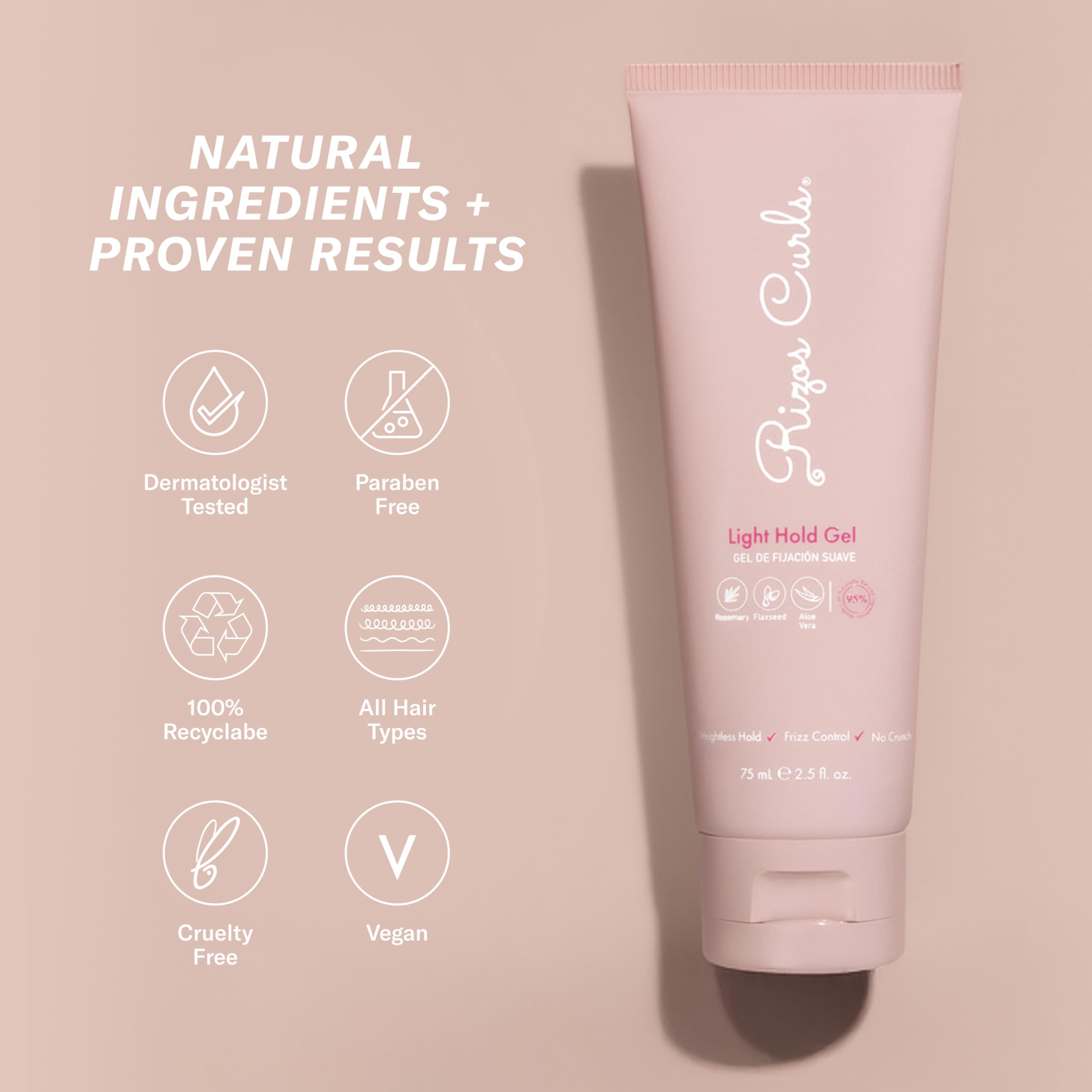 Rizos Curls Light Hold Gel features a silicone-free, lightweight formula.