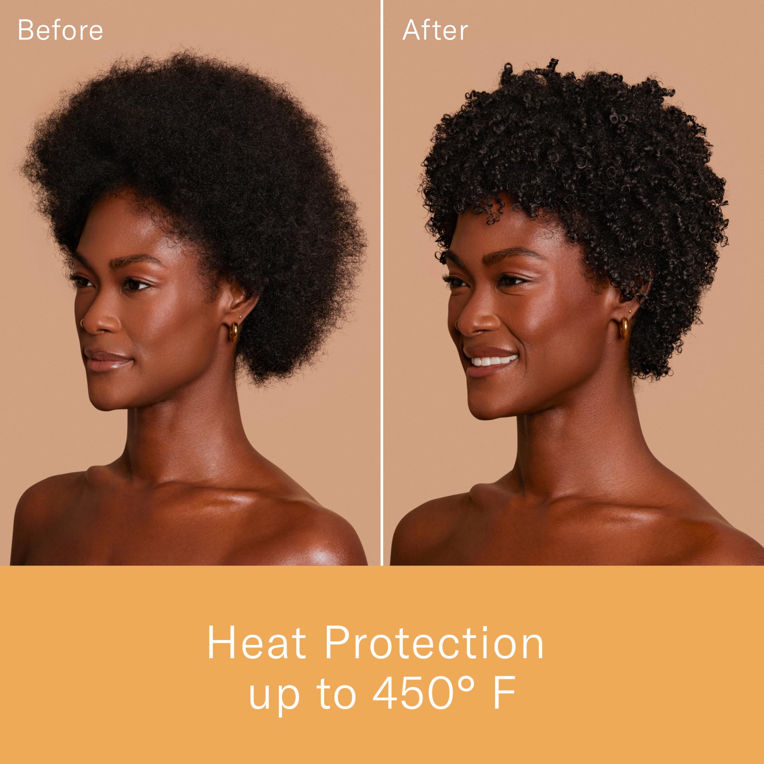 Rizos Curls Multivitamin Leave-In heat protection gloss adds shine as you style.