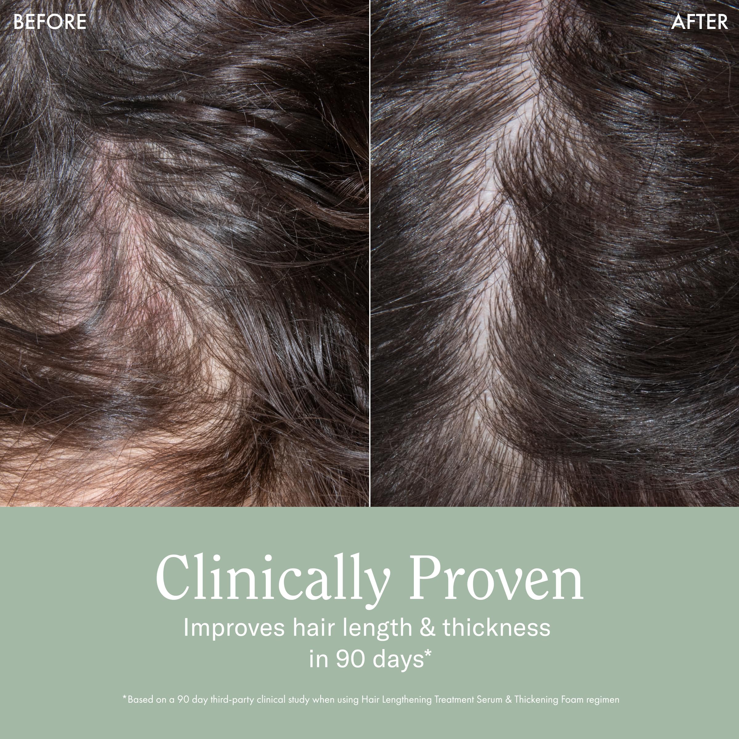 Hair strands appear denser with reduced breakage after using Rizos Curls Thickening Foam.