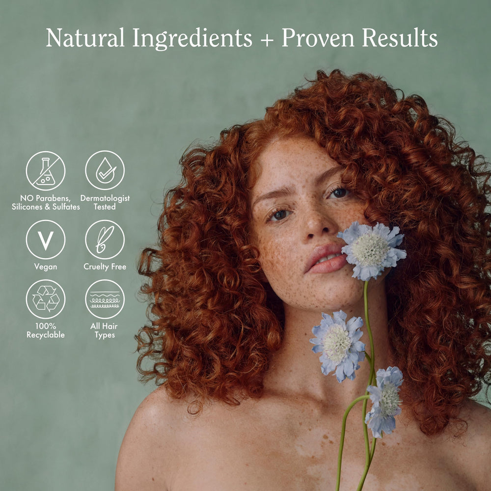 Shelf-ready display features Rizos Curls Thickening Foam and its thickness benefits.