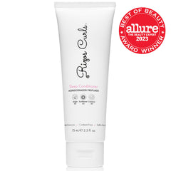 Rizos Curls Deep Conditioner tube showing deep hydration and frizz reduction.