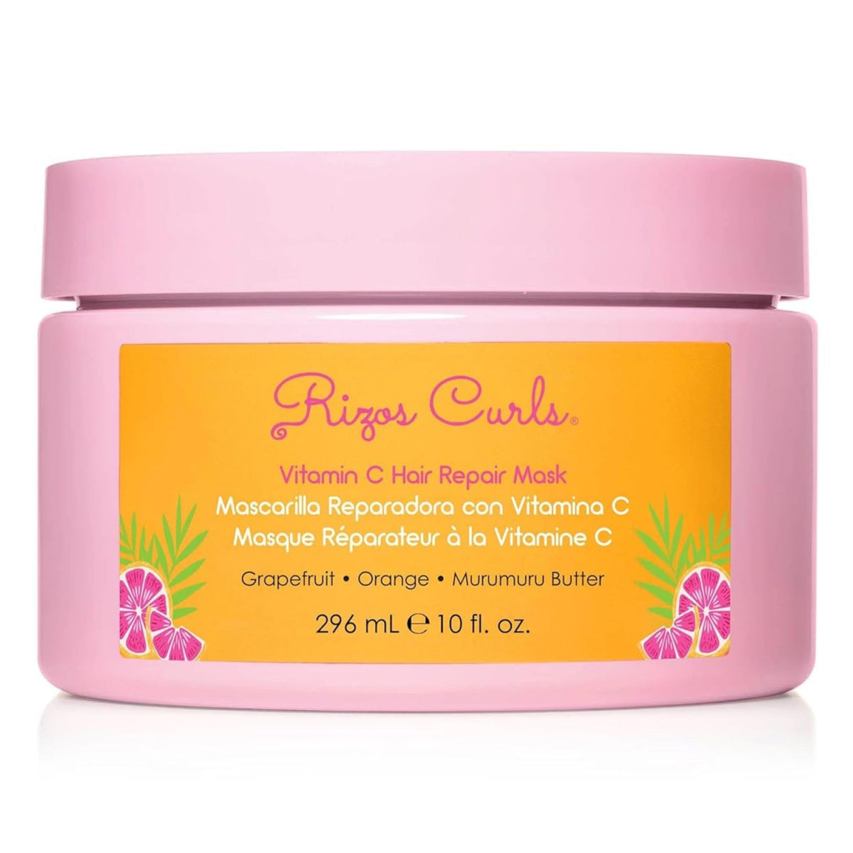 Rizos Curls Vitamin C Hair Repair Mask jar close-up highlights creamy moisture for dry hair.