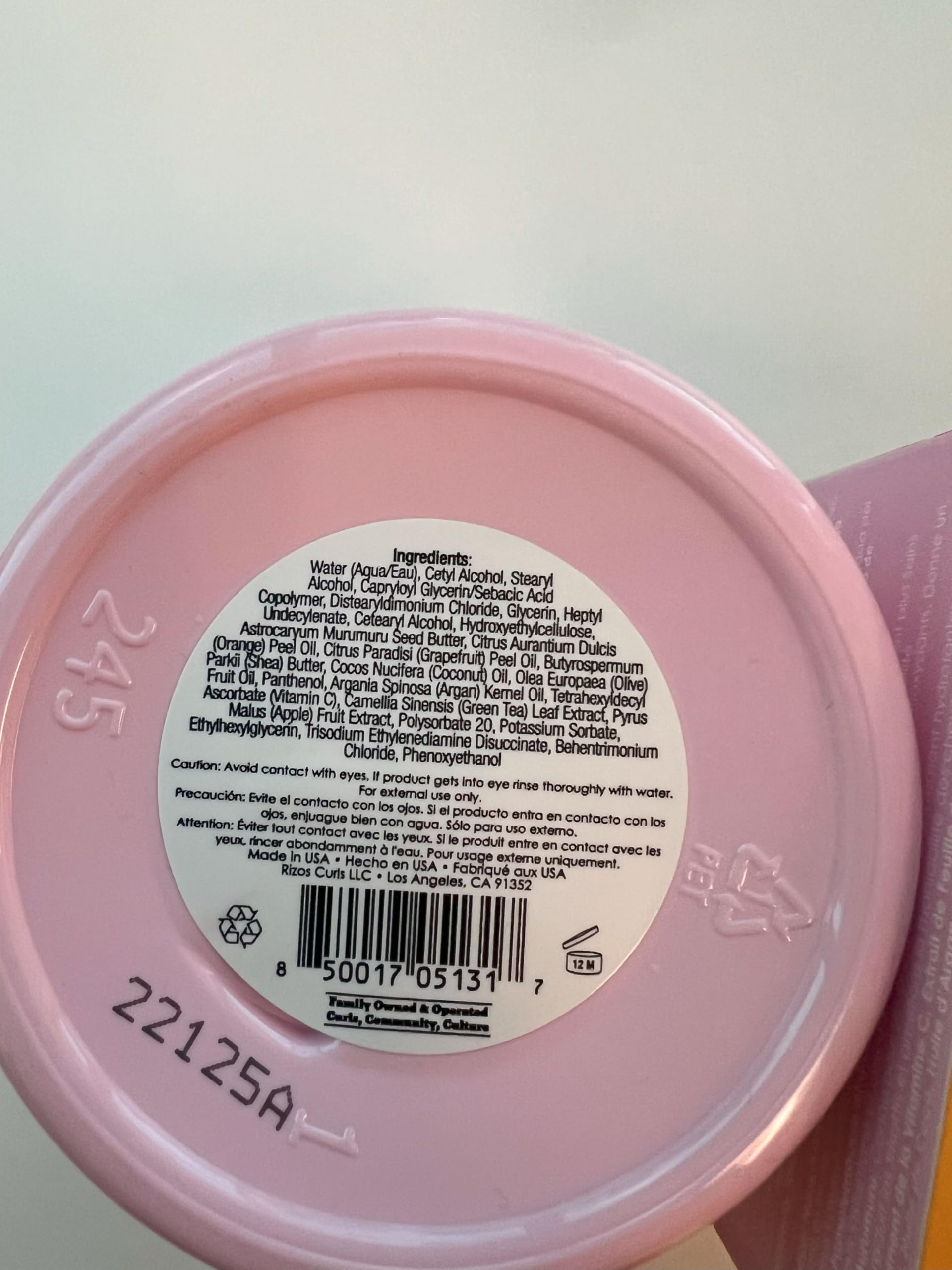 Rizos Curls Vitamin C Hair Repair Mask packaging highlights sustainable easy-to-store 10 oz jar.