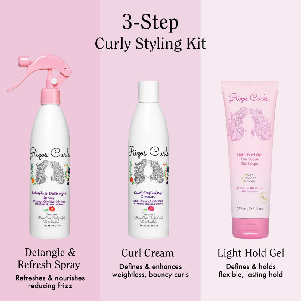 Rizos Curls Refresh & Detangle Spray demonstrates detangling between washes with a silky feel.