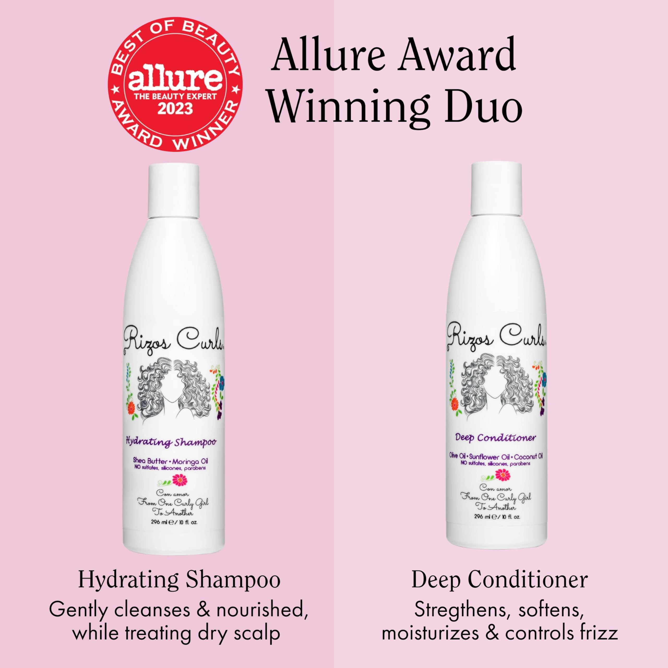 Rizos Curls Deep Conditioner tub open highlights nourishing detangling for easier styling.