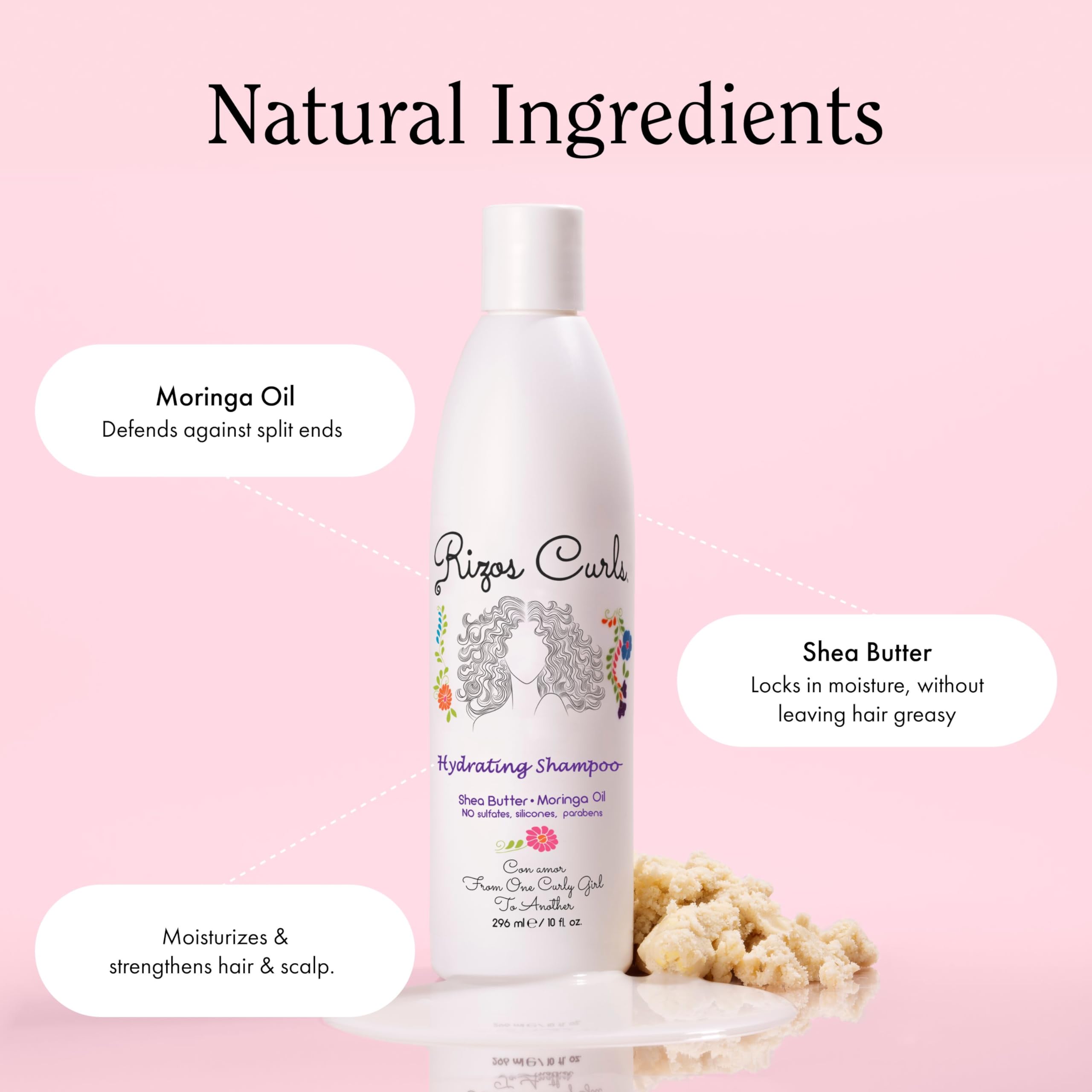 Rizos Curls Olive oil blend supports nourishment and repair for healthy curls.