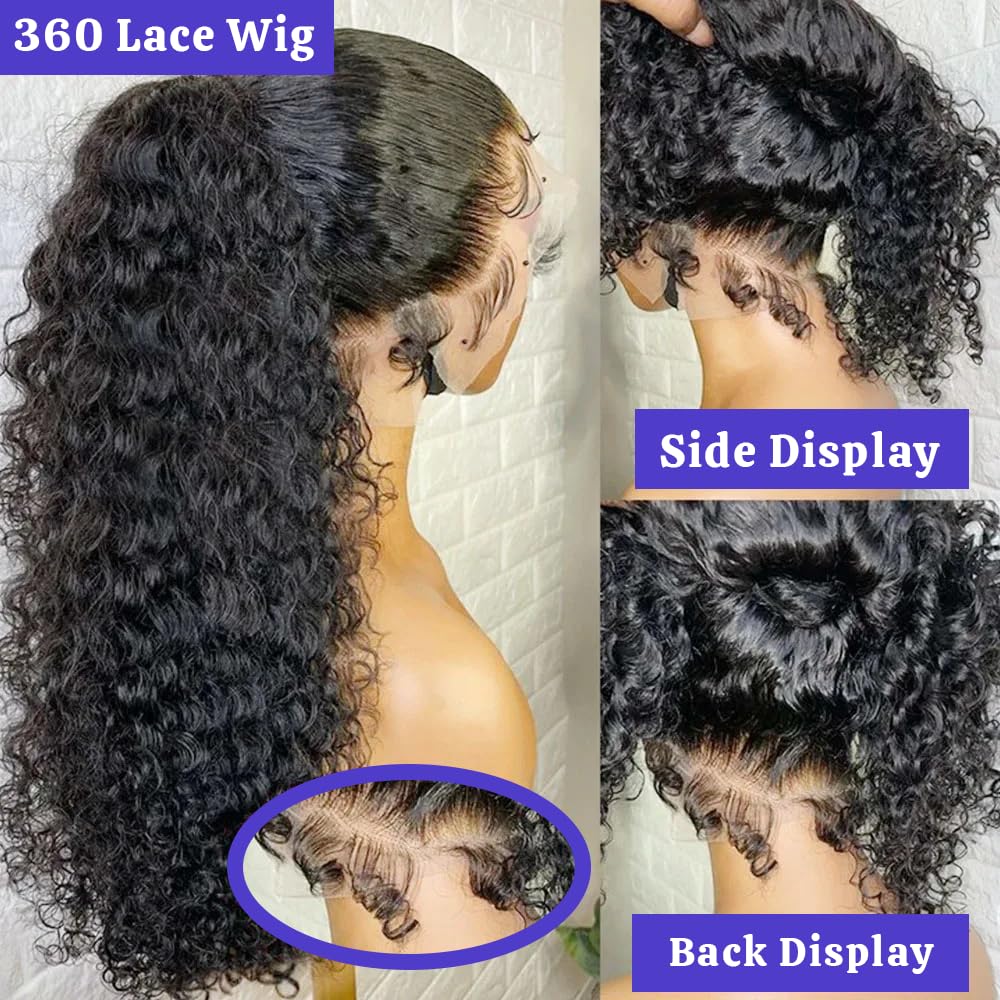 RJAOB Deep Wave 360 wig glueless cap with drawstring for quick secure wear.