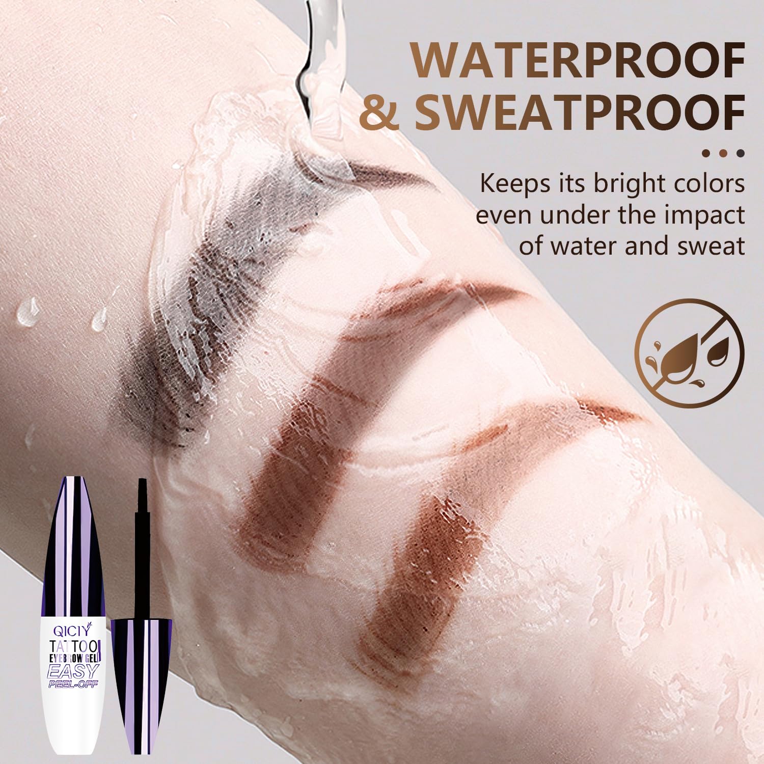 Rliolouo QICIY eyebrow gel application close-up for precise tint.