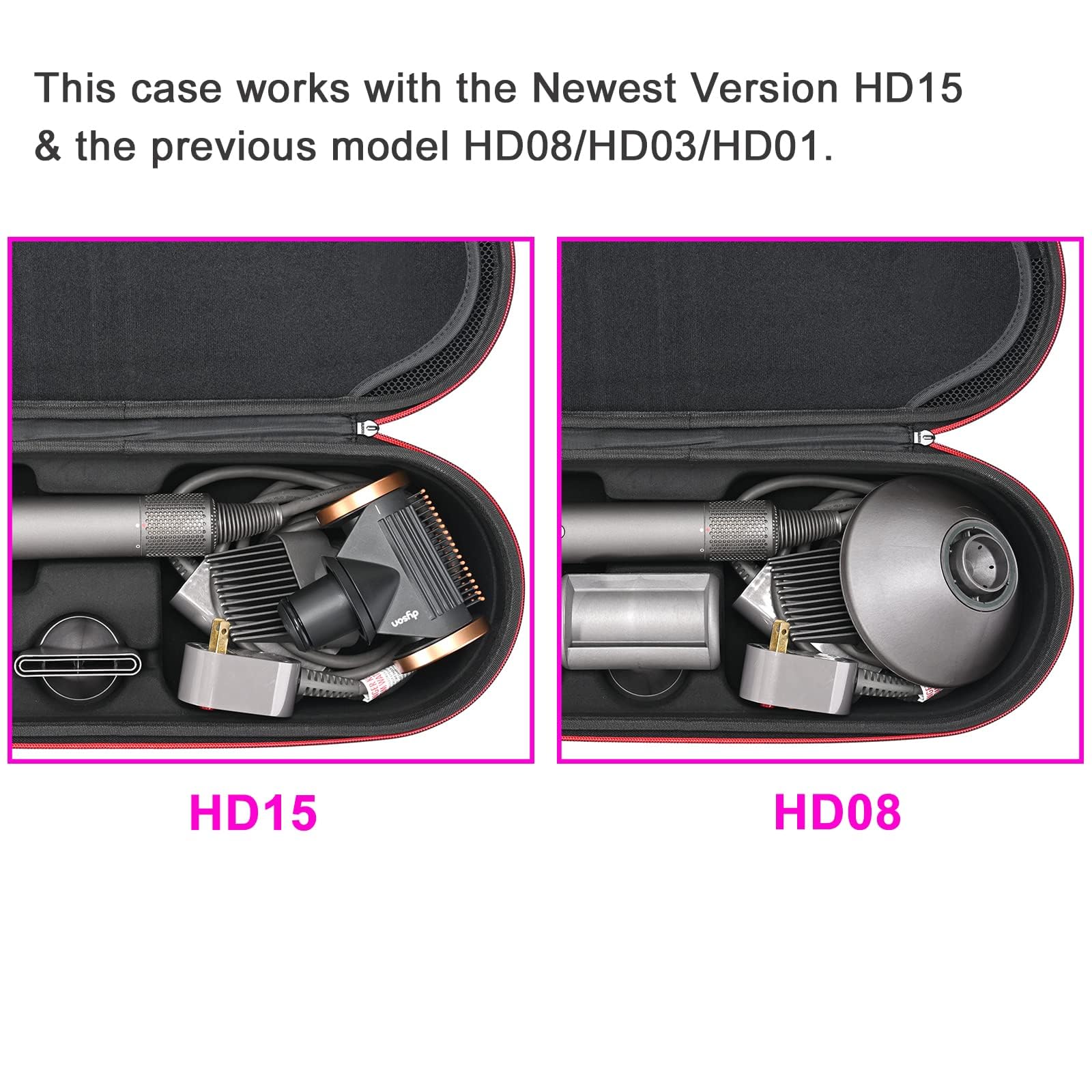 RLSOCO Dyson Supersonic case inside-layout demonstrates neat accessory storage