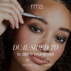 RMS Beauty Back2Brow spoolie end diffuses and blends brows.
