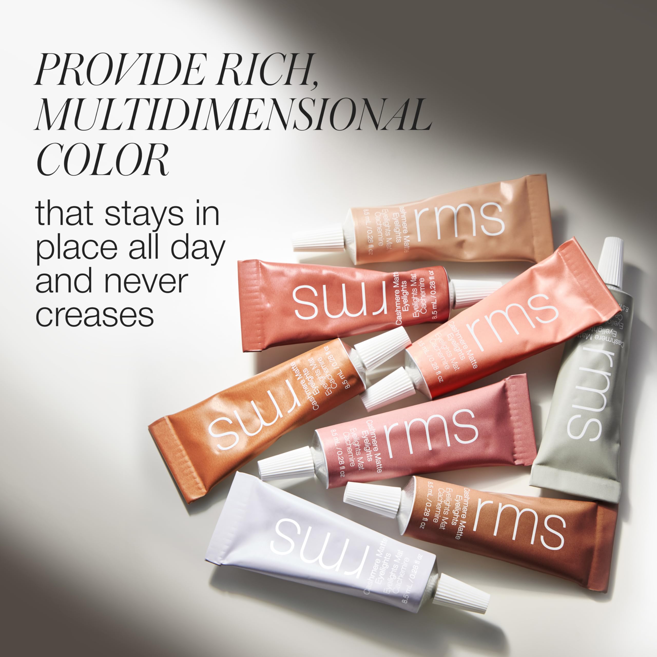RMS Beauty Cashmere Matte Eyelights packaging highlighting travel-friendly design