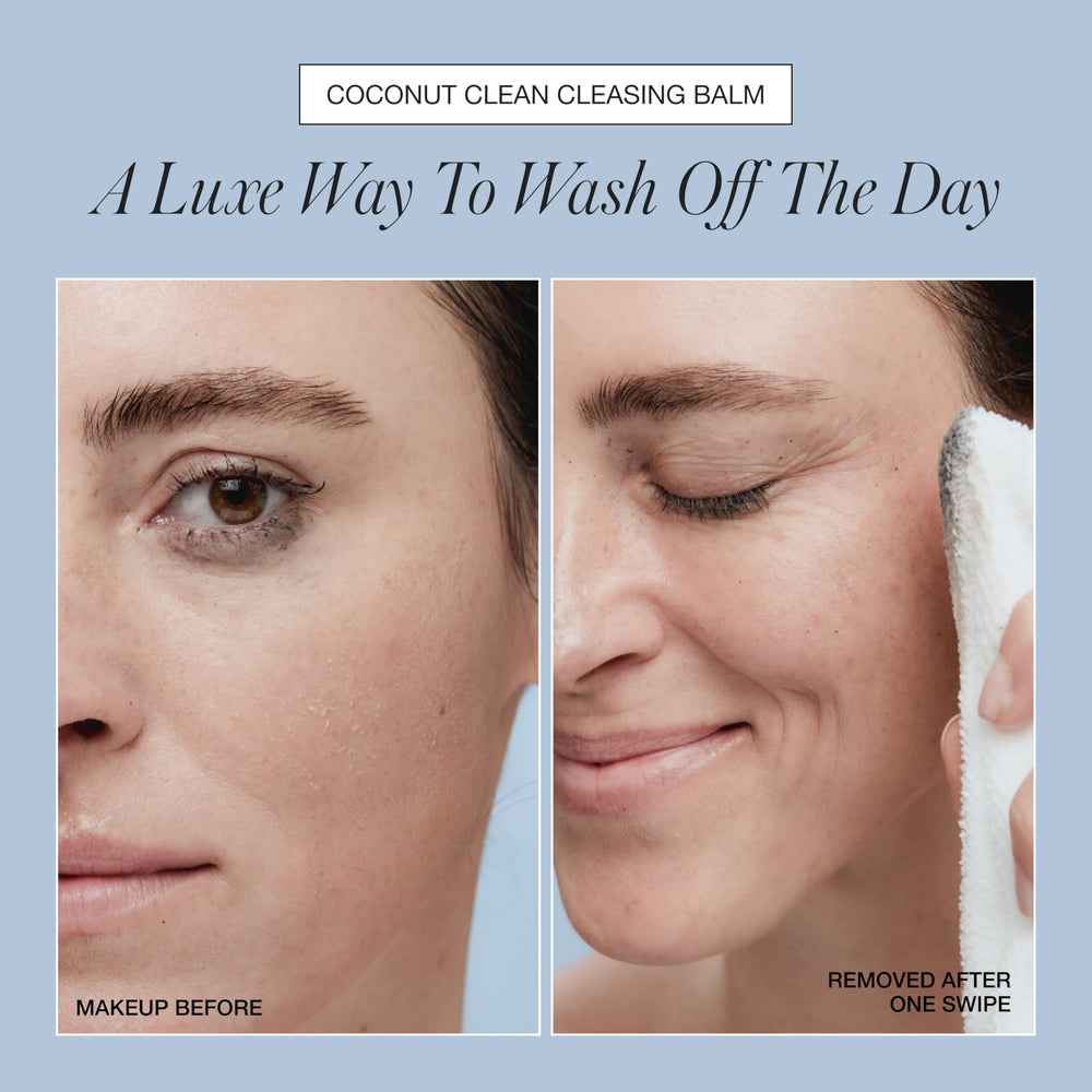 RMS Beauty Coconut Clean Cleansing Balm demonstrates dual cleansing and overnight hydration for extra moisture.