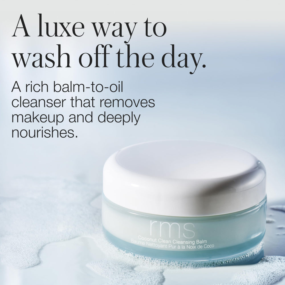 RMS Beauty Coconut Clean Cleansing Balm delivers a non-greasy finish suitable for dry and sensitive skin.