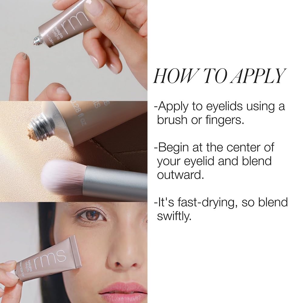 RMS Beauty Eyelights brush application captures luminous finish with crease resistance