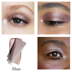 RMS Beauty Eyelights swatch in metallic rose highlights buildable shimmer