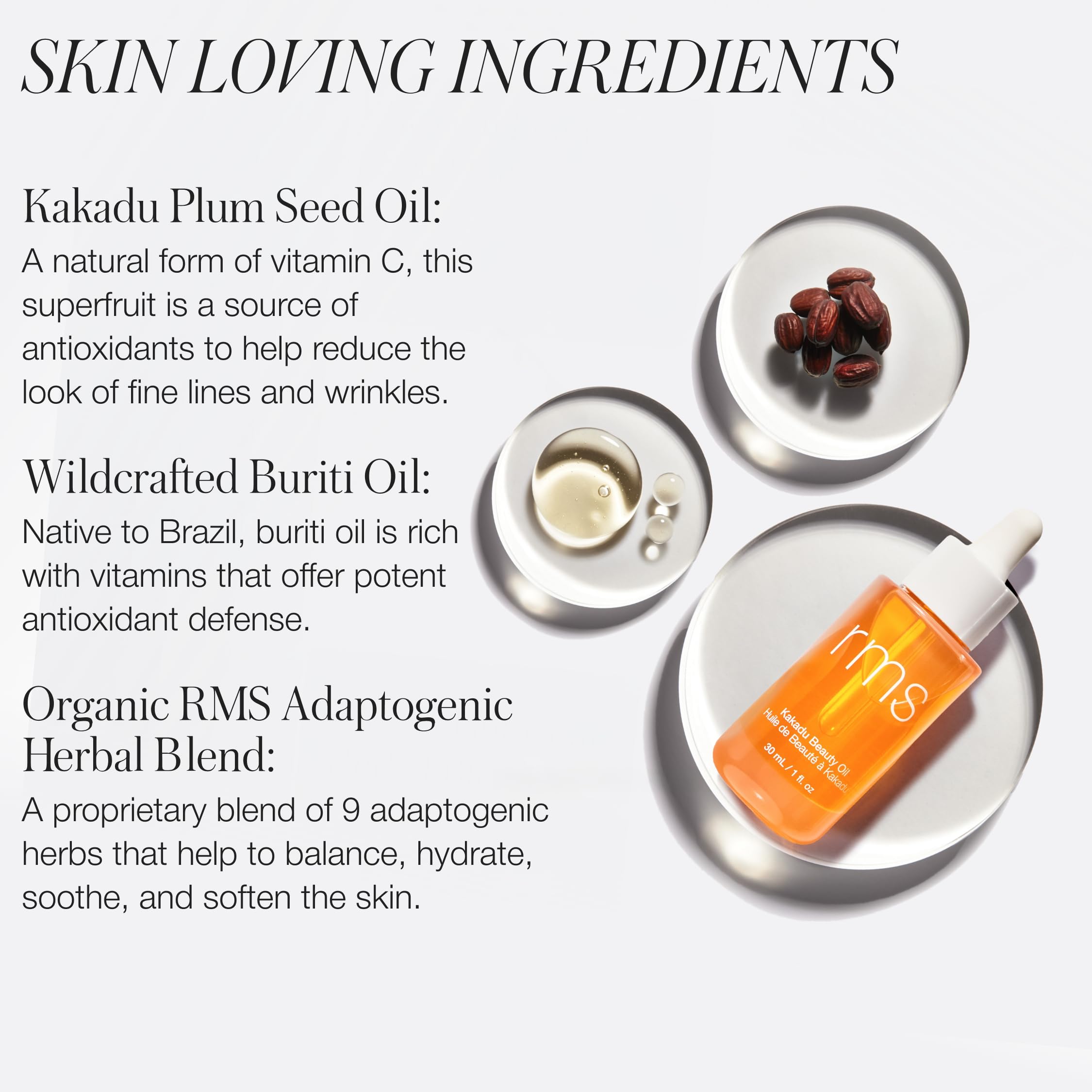 RMS Beauty Kakadu Beauty Oil under makeup demonstrates hydrating base for smoother finish
