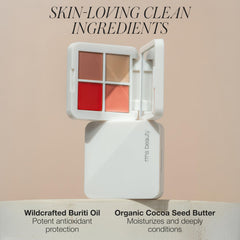 RMS Beauty Lip2Cheek Glow Quad luminescent finish using Champagne Rose Luminizer glow.
