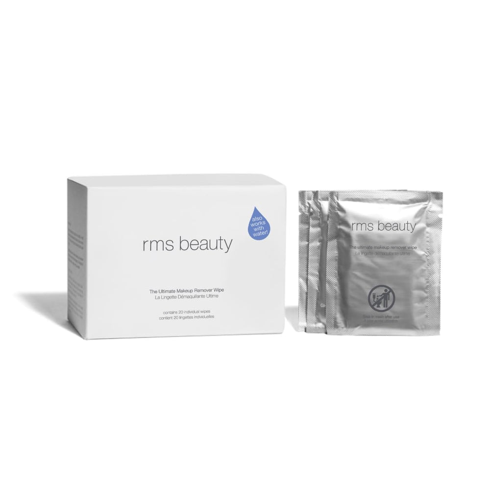 RMS Beauty makeup remover wipes travel-ready 30-count pack for daily routines.
