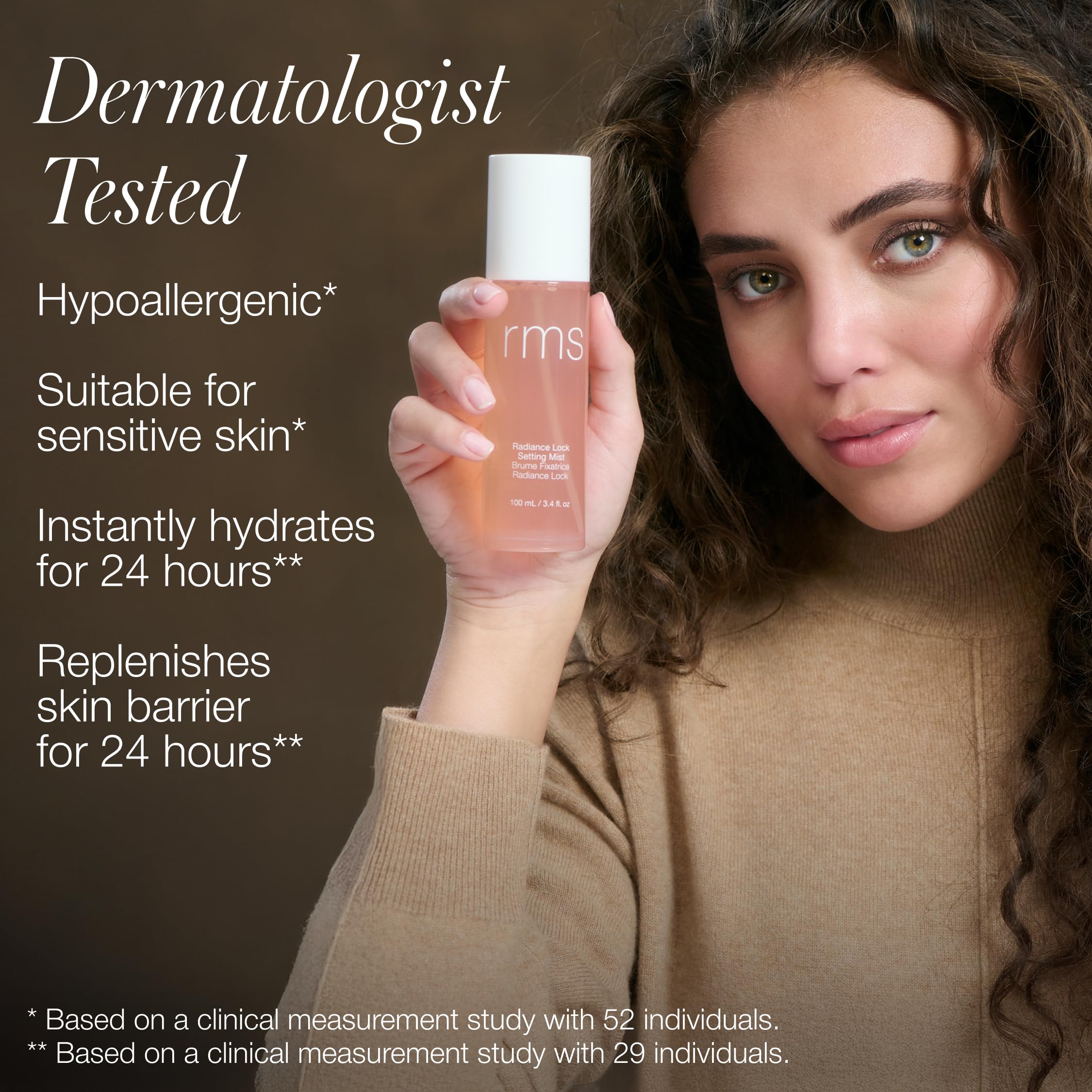 RMS Beauty Radiance Lock Mist dewy-finish creates a soft glow without stickiness