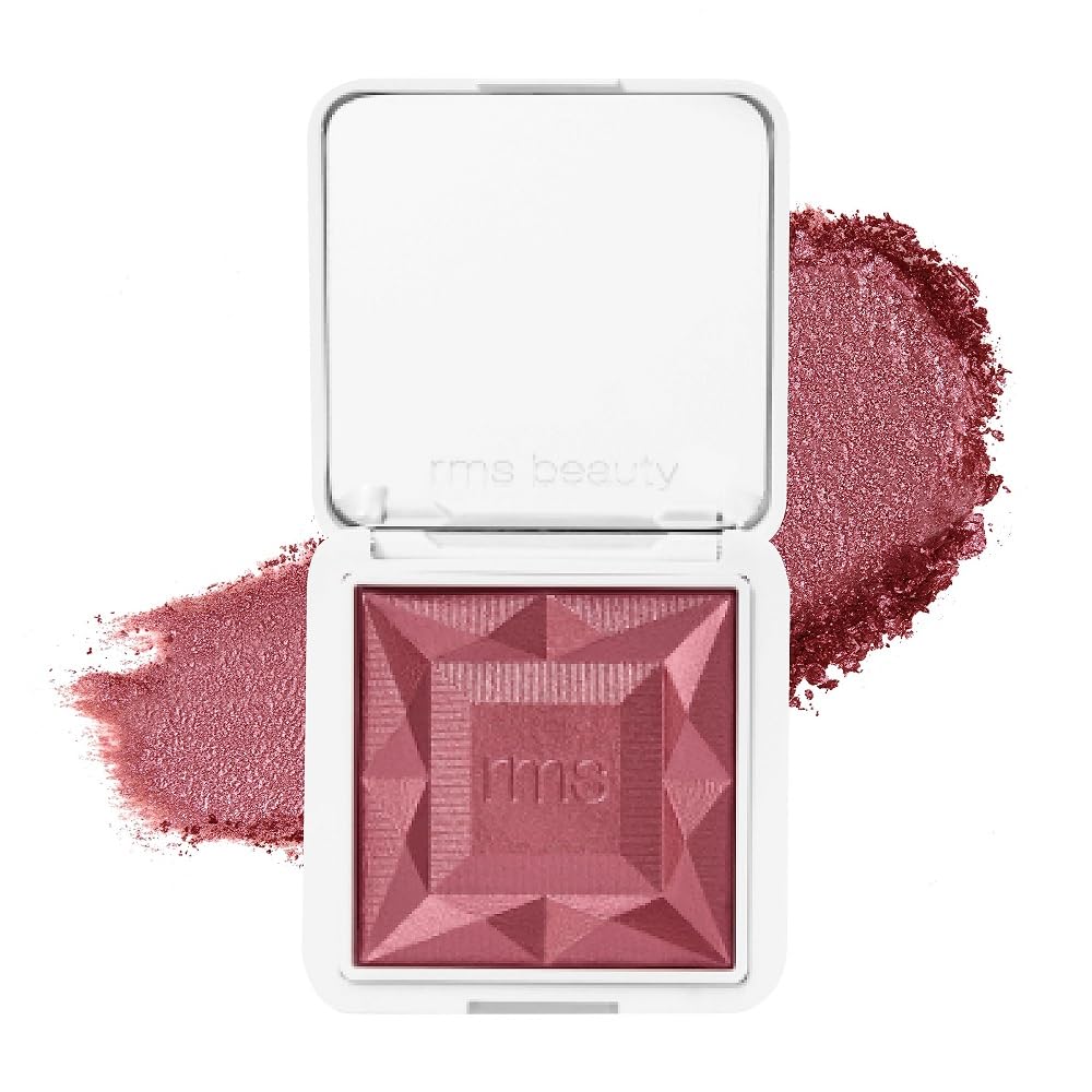 RMS Beauty Redimension Hydra Powder Blush compact close-up showing buildable color