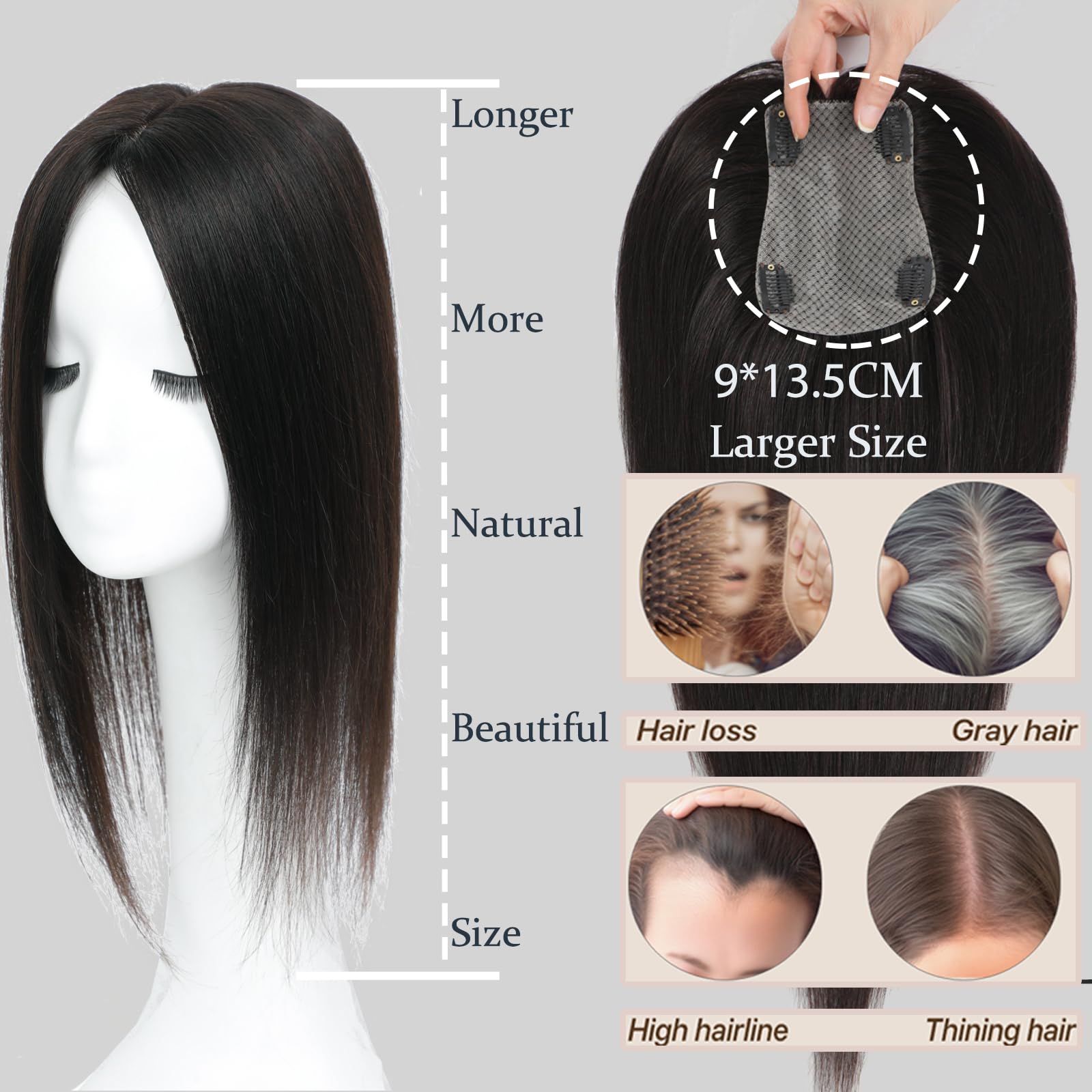 RMYHIG Hair Toppers using virgin Remy hair for soft, tangle-free styling