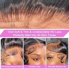 Rnsnwiee 13x4 lace front wig with HD transparent lace for flexible parting