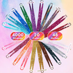 ROADPLUM hair tinsel color swatches show vibrant 20-color options