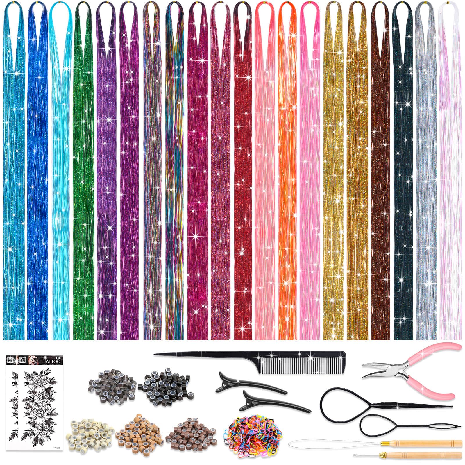 ROADPLUM Hair Tinsel Kit packaging showcases the full DIY-ready toolkit